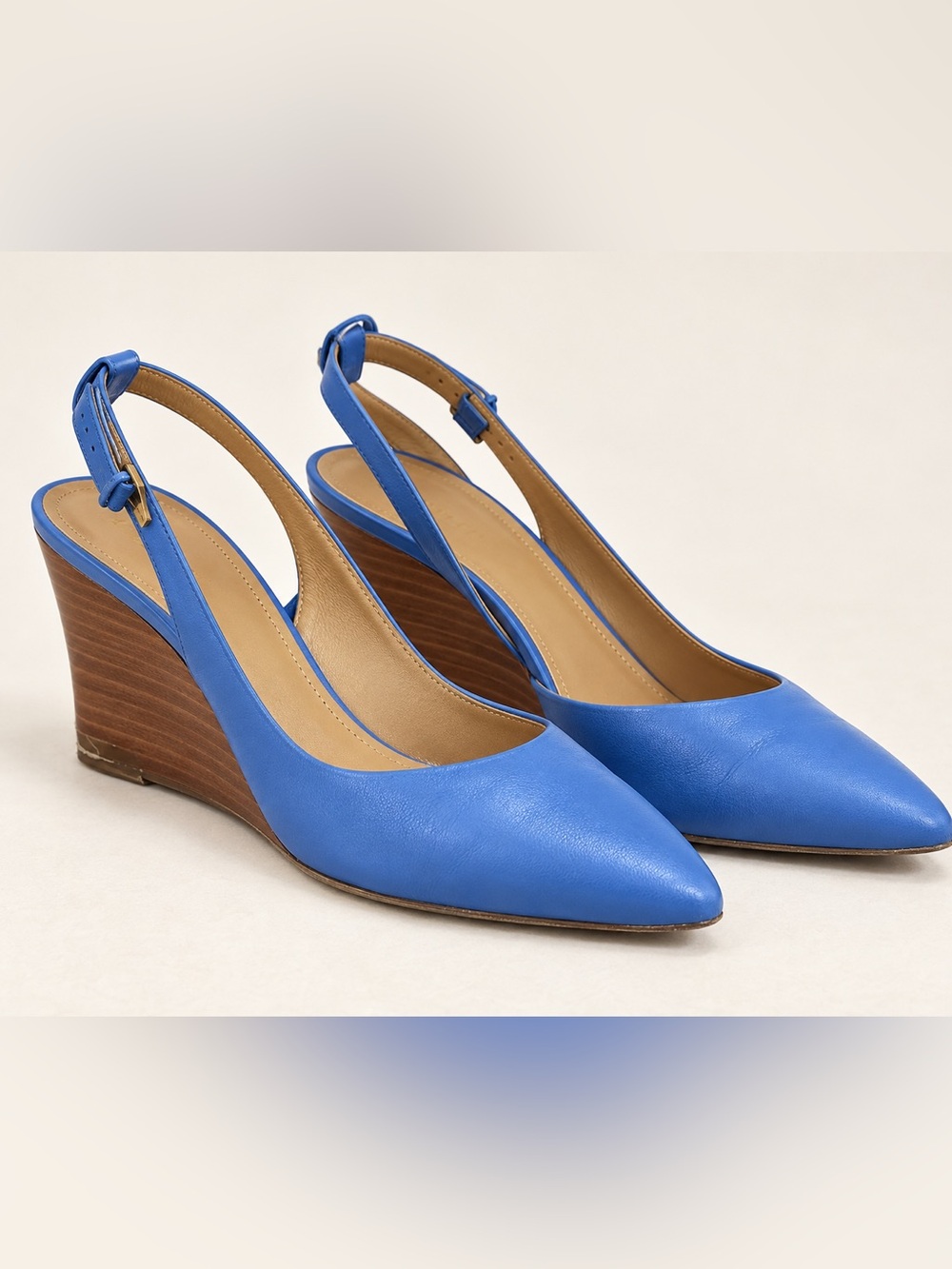 Talbots Blue Pointed Toe Slingback Wedge Pumps Women’s Dress Shoes Size 8.5